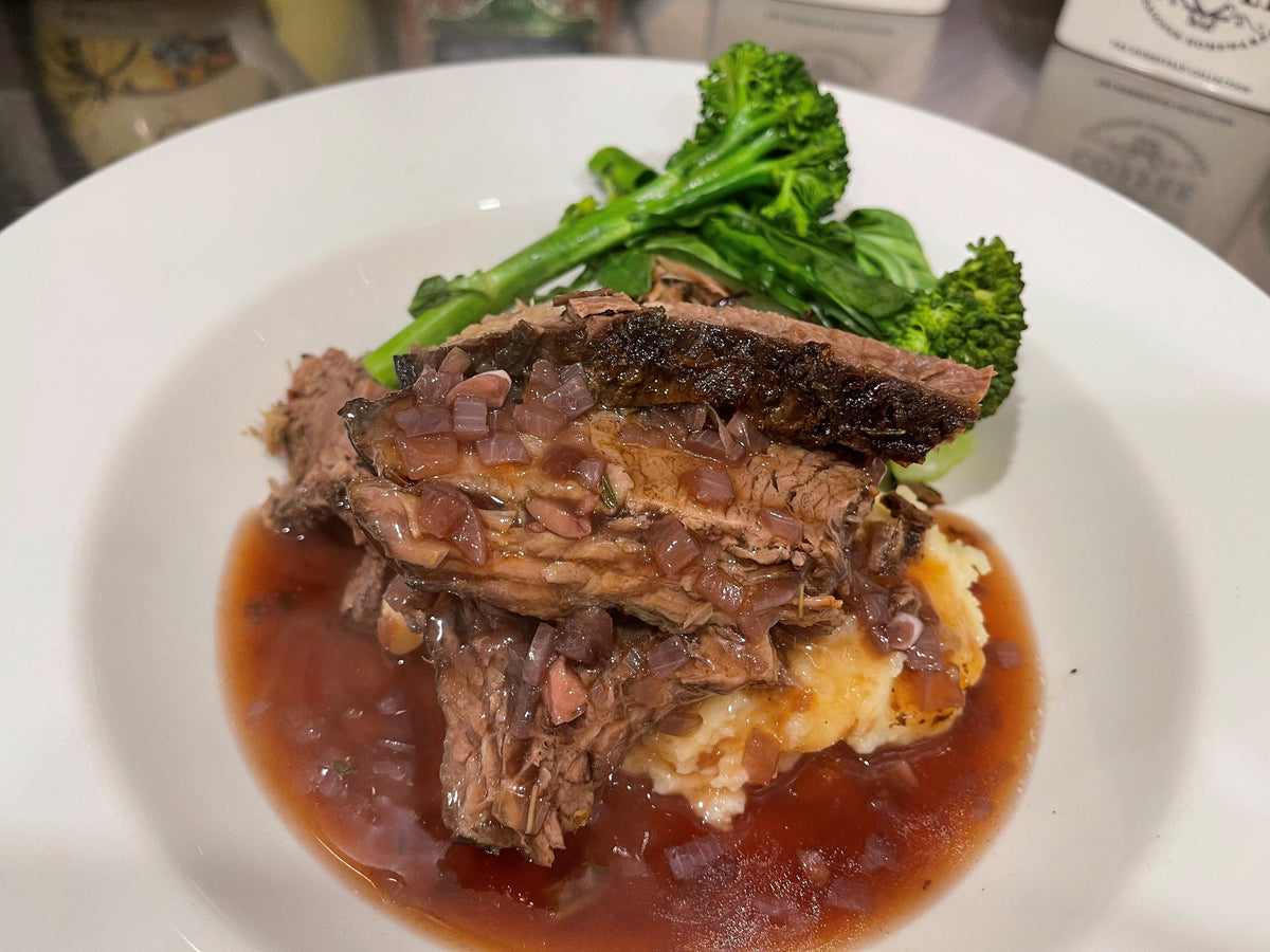 Slow Cooked Brisket with Horseradish Mash Vickies Recipe Online Meats