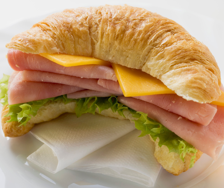 Croissant with Swiss Deli sliced ham and cheese